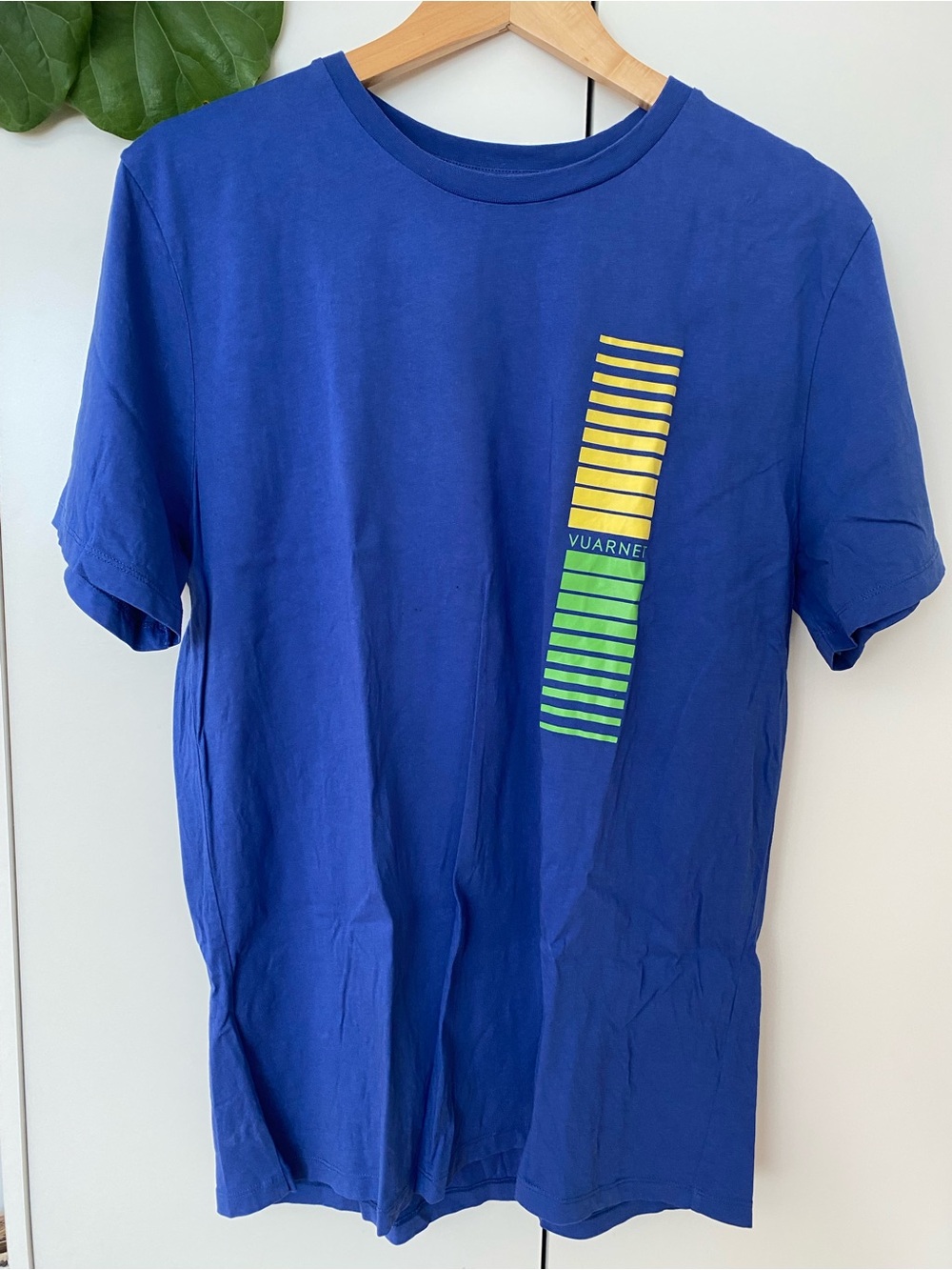 Vuarnet Royal Blue Tee with Yellow & Green Stripe Graphic